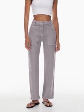 Wilfred Free Aritzia Slate Purple Denim Utility Pants High Rise Straight Leg 10